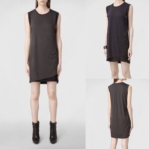 All Saints Justine layered black and gray tank dress